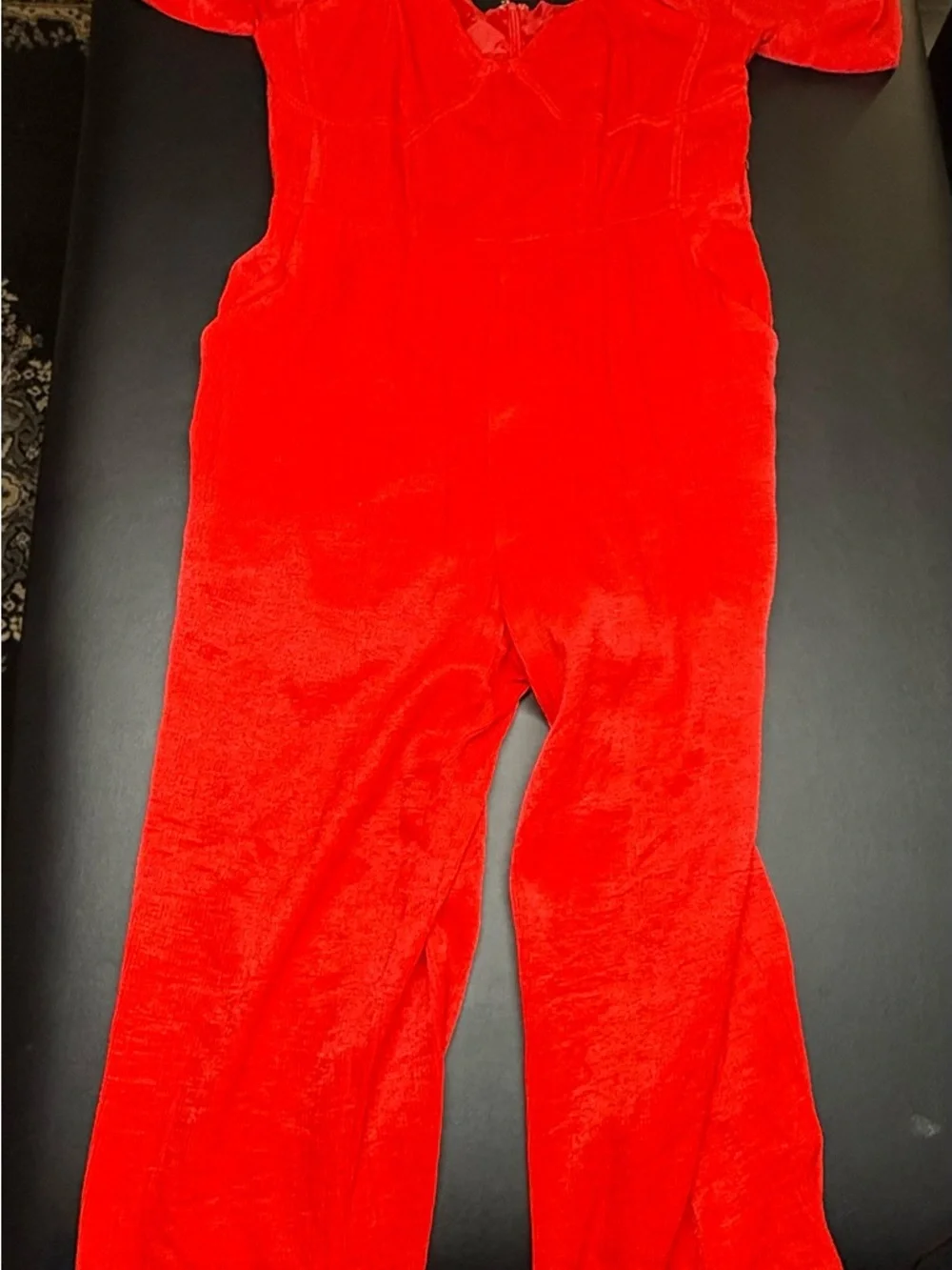 NWT Red Puff-Sleeve Jumpsuit - Picture 2 of 6